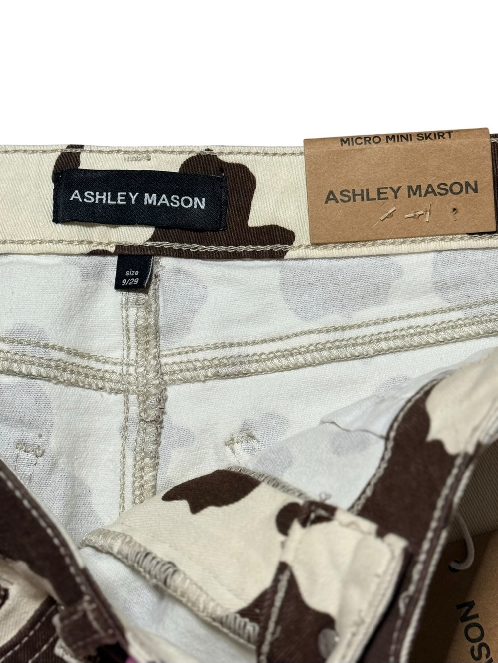 NWT Ashley Mason Cow Print Micro Mini Skirt Size 9/29 Western Y2K - Picture 4 of 10